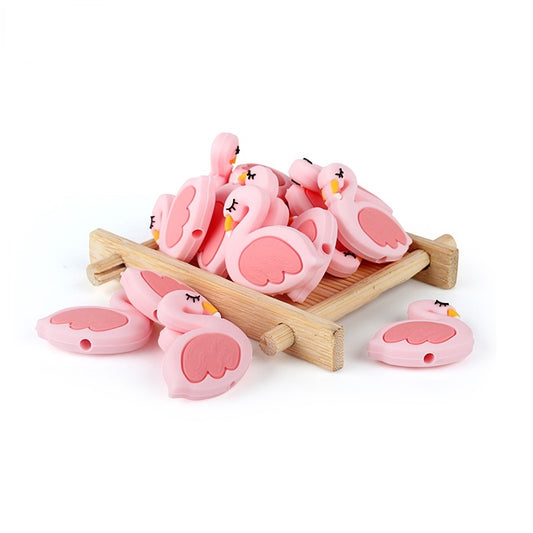 Silicone Flamingo Teething Beads