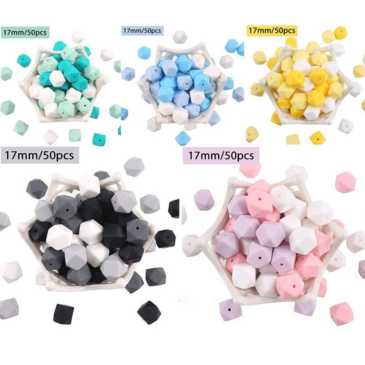 50pcs 17mm Hexagon Silicone Beads