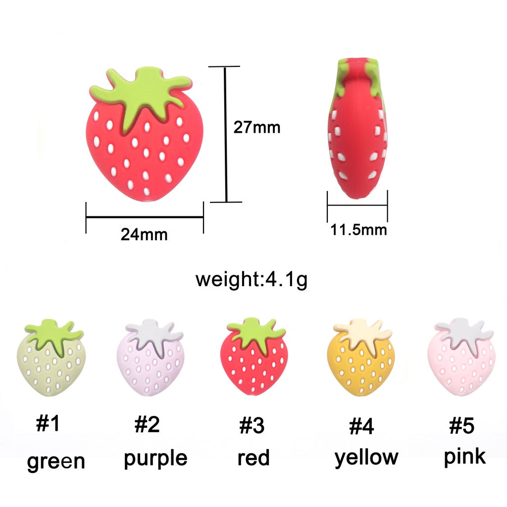 Silicone Strawberry Teething Beads