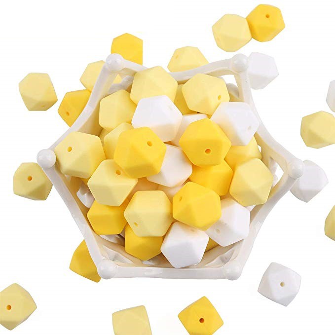 50pcs (14mm) Baby Silicone Hexagon Beads