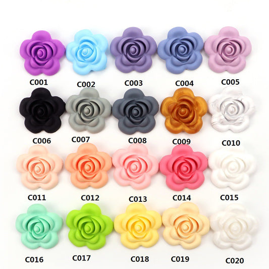 Silicone Rose Flower Teething Beads