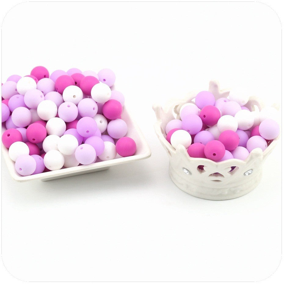 50pcs 12/15mm Candy Color Silicone Round Beads