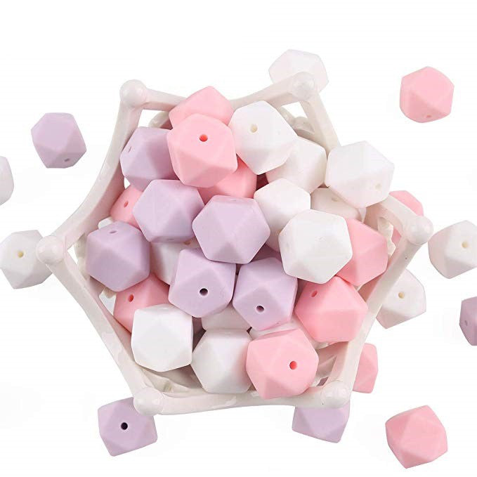50pcs (14mm) Baby Silicone Hexagon Beads