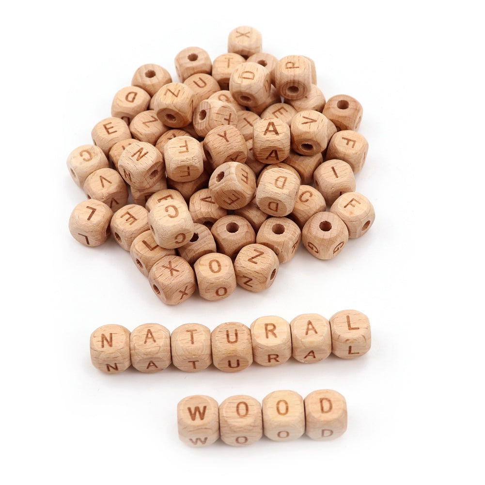 10mm Alphabet A~Z Square Wood Beads 52pcs 🌳🔠 – RainbowShop for Craft