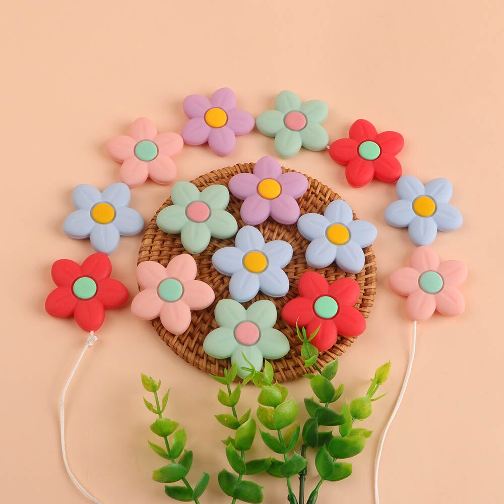 Silicone Cute Flowers Teething Beads