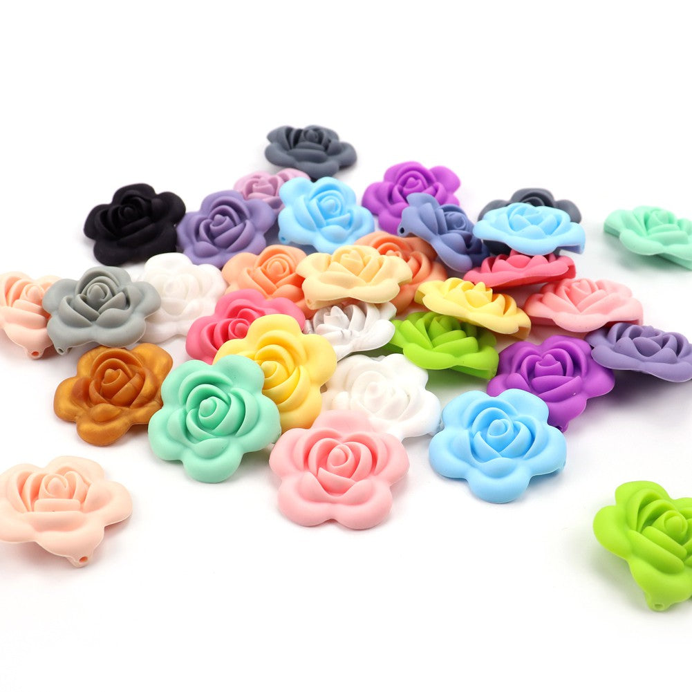 Silicone Rose Flower Teething Beads