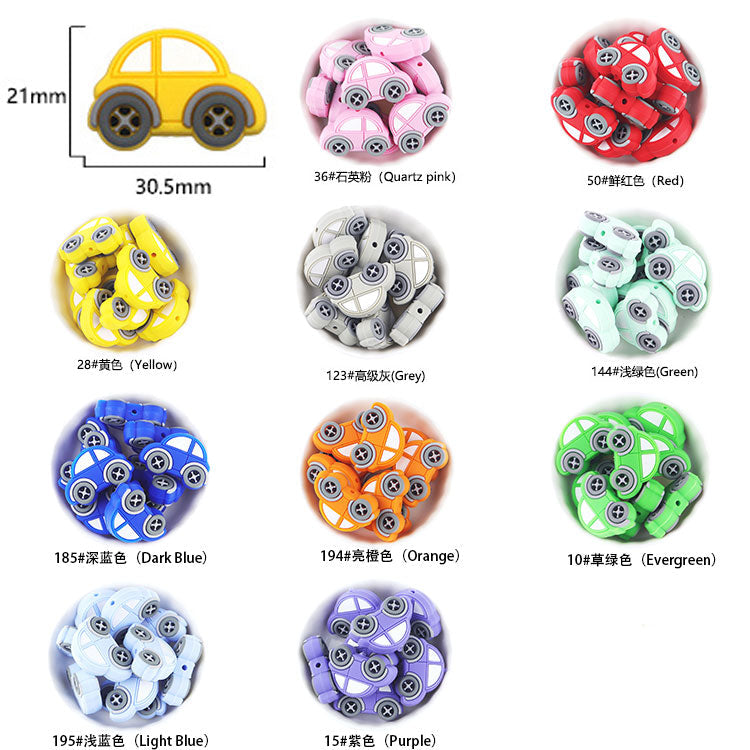 Silicone Small Car Teething Beads